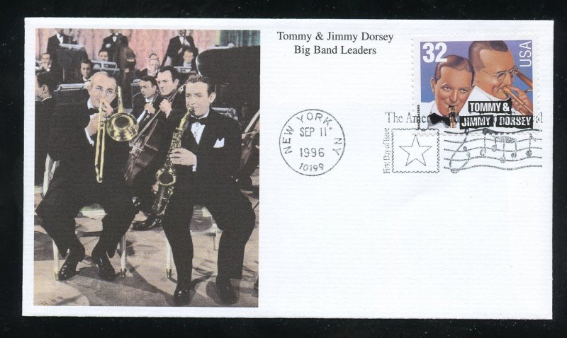 US 3097 Big Band Leaders - Tommy & Jimmy Dorsey UA Mystic cachet FDC