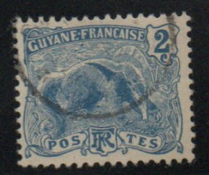 French Guiana Scott 52 Great Anteater Used  stamp expect similar cancels