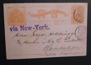 1905 Haiti Cover Jacmel to Plantation Cameroon via New York UPU