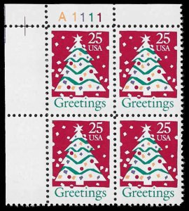 PCBstamps   US #2515 PB $1.00(4x25¢)Christmas Tree, perf 11, MNH, (PB-1b)