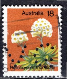 Australia 1975; Sc. # 564; Used Single Stamp w/Perfins