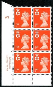 2000 N. Ireland P15x14 1st bright orange-red in Cyl W1 block Cat 72+ pounds