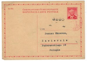 Czechoslovakia 1946 Censored Cover to Poland Cancellation Second World War II