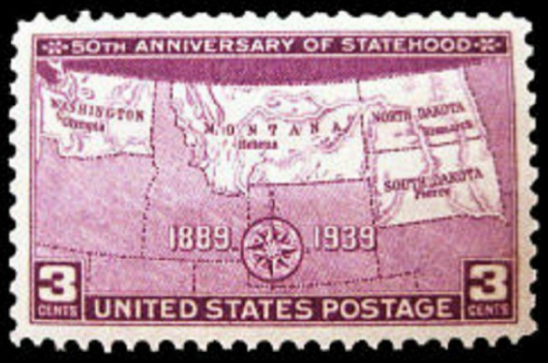 STAMPS US SCOTT 858 Map of the Four States 1939 MNH 3 CENT