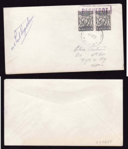 Burnie Tasmania cover-paquetbot cancel [45x13]-franked 1c(2) Newfoundland codfis