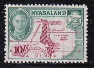 Album Treasures Nyasaland Scott # 80 10sh George V Map Mint LH