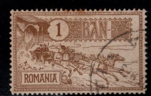 Romania Scott 158 Used 1b From 1903 Mail Coach set few toned perfs at top.