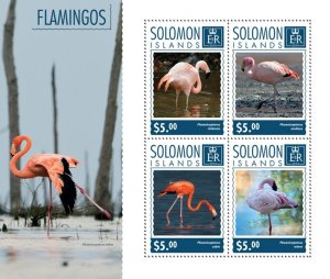 SOLOMON IS. - 2014 - Flamingos - Perf 4v Sheet - Mint Never Hinged