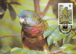 St. Lucia 1987 Maxicard Sc #904 50c St. Lucia parrot WWF