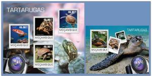 MOZAMBIQUE 2014 2 SHEETS m14412ab REPTILES TURTLES TORTUES 