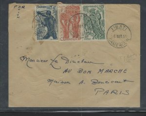 CAMEROUN COVER (P1503B) 1954 TIBATI HUNTER 1F+4F+10F COVER TO FRANCE 