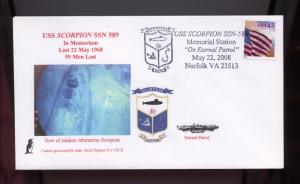 NAVAL COVER - USS SCORPION SSN-589 -40TH ANNIVERSARY OF LOSS