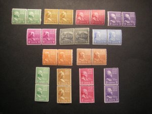 PREXIE COIL LINE PAIRS COMPLETE, Scott 839 - 851, MNH, Nice Group, CV $139.90