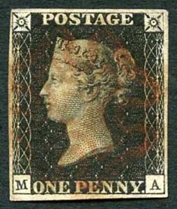 Penny Black (MA) Plate 5 Fine Four Margins