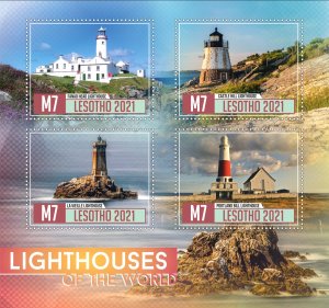 Stamps. Lighthouses 2021 year 1+1 sheets perf Lesotho