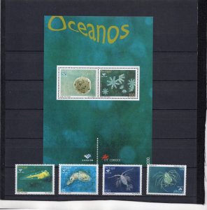 PORTUGAL 1997 MARINE LIFE SET OF 4 STAMPS & S/S MNH