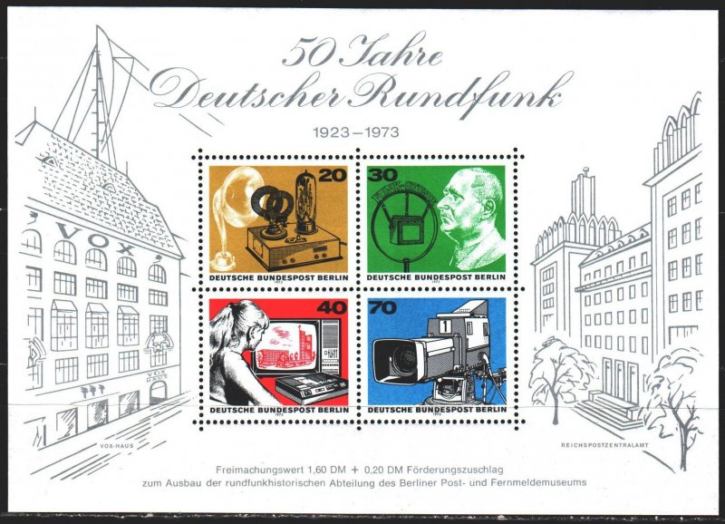 West Berlin. 1973. bl4. 50 years of radio in Germany. MNH.