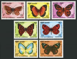 Cambodia 1064-1071, MNH. Michel 1142-1148,Bl.176. New Zealand-1990, Butterflies.