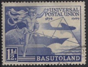 Basutoland 41 (used) 1½p UPU issue: Mercury, blue (1949)