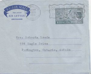 Bermuda 6d QEII and Tropical Bird Air Letter 1956 Hamilton, Bermuda Airmail t...