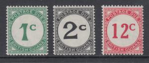 British Guiana Sc J1b, J2b, J4a MLH. 1940 Postage Dues, ordinary paper cplt