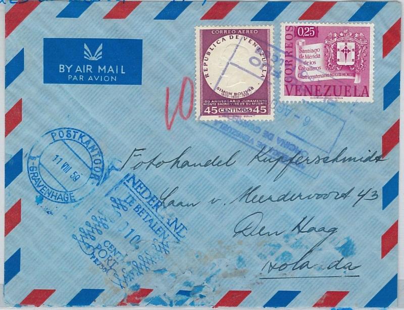 62267 -  VENEZUELA - POSTAL HISTORY -  COVER to HOLLAND 1959 - Taxed on ARRIVAL