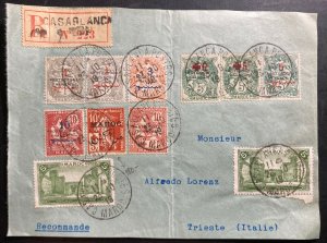 1919 casablanca French Morocco Registered Front Cover To Trieste Italy Sc#B6-B7