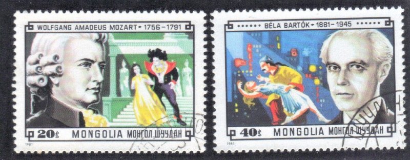 MONGOLIA SCOTT #1217, 1219 CTO , 20m, 40m 1981