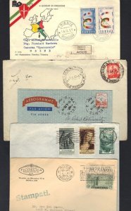 ITALY 1920-70's COLLECTION OF 9 COVERS INCLUDES TRIESTE FDC REGISTERED COVER