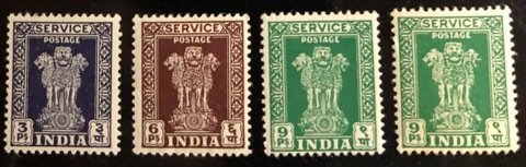 India Scott#O113-O115, O137-O138, O142A F/VF Unused NH Cat. $1.70