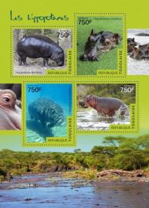 TOGO 2014 SHEET HIPPOS HIPPOPOTAMUSES WILDLIFE tg14508a