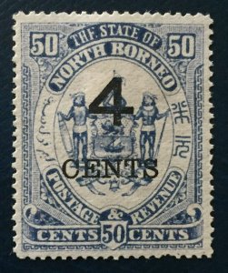 1899 NORTH BORNEO 4c on 50c MH SG#119 NB4381