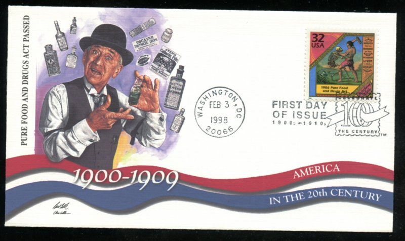 US 3182f Celebrate Century 1900s, Hunts Remedy UA Fleetwood cachet FDC