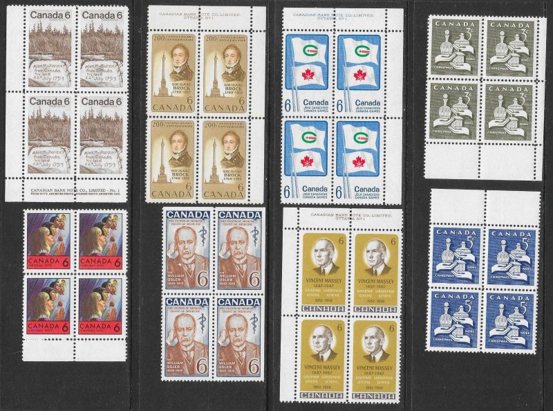 CANADA (230) Blocks and Imprint Blocks of 4 ALL Mint Never Hinged FV=C$73++