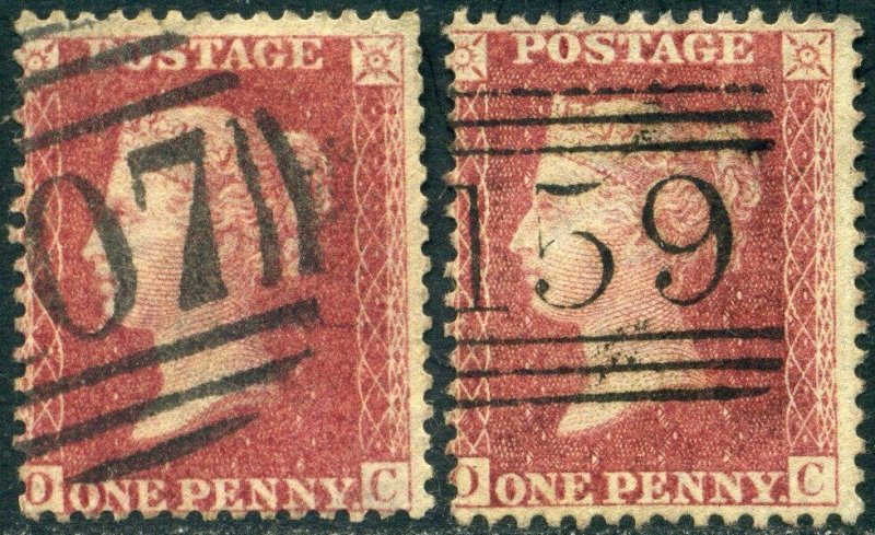SG42 1861 1d Reds Plate 50 and 51 (OC) Matched Lettering
