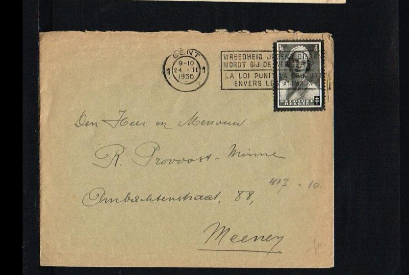 1936 - Belgium Cover - From Gent to Meeney [B09_120]