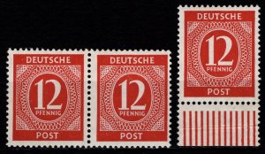 Germany [British/US/Russia Zone] 1946 Numeral Pair & Marginal, 12pf [Mint]