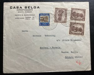 1938 Barranquilla Colombia Belgian House Commercial Cover To Switzerland