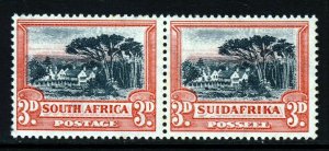 SOUTH AFRICA King George V 1931 3d. Roto Bilingual Pair Perf.14 SG 45 MNH