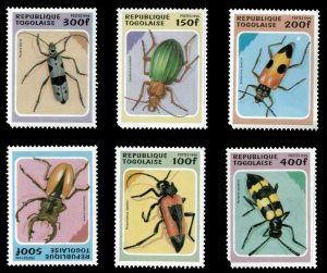 Togo 1996 - Beetles - Set of 6 - Scott 1706-11 - MNH