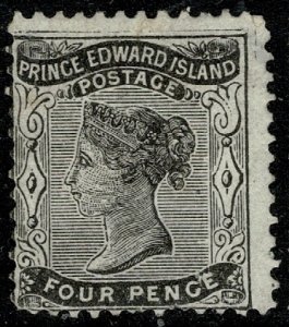 CANADA PRINCE EDWARD Is. QV 1862-69 4d BLACK UNUSED (MH) SG16 P.11.75 FINE