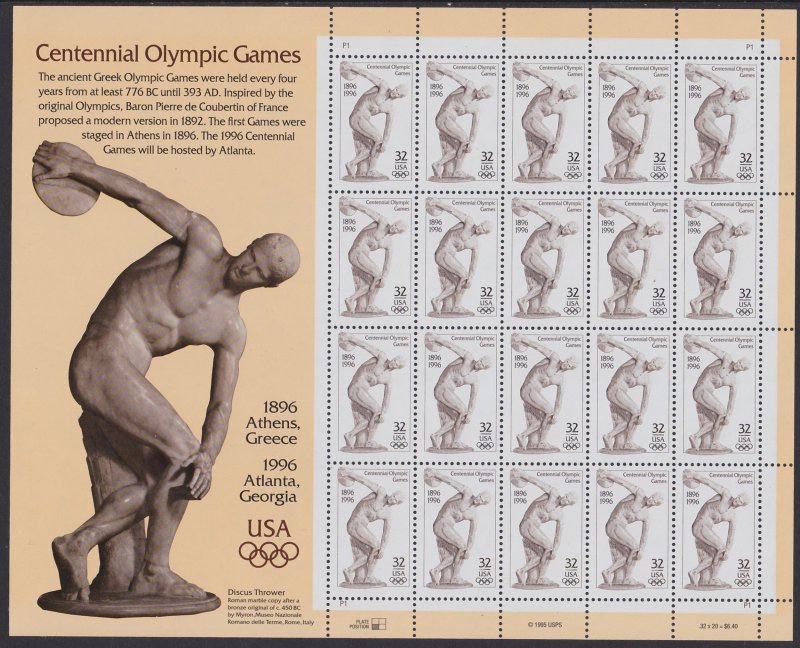 3087 Centennial Olympic Games Sheet MNH