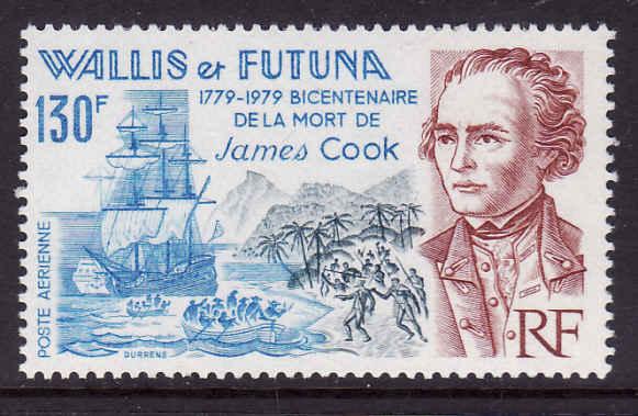 Wallis & Futuna-Sc#C96-unused NH Airmail set-Capt. James Cook-Ships-1979-