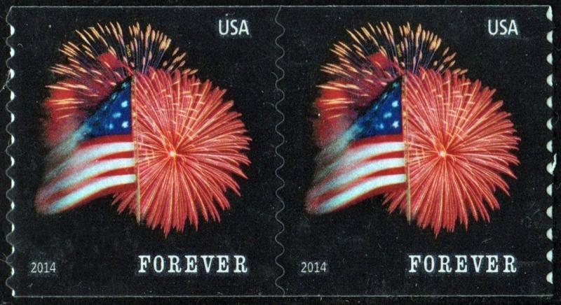 SC#4868 Forever Star Spangled Banner Coil Pair (2014) SA