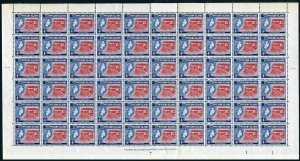 Pitcairn 25 sheet of 50 stamps,MNH.Michel 25 bogen. Schoolteacher's house,1957.