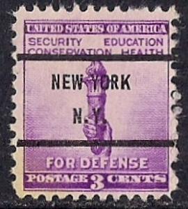 901 3 cent Defense Torch Gun used Precancel stamp F-VF