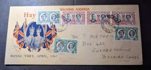 1947 S Rhodesia Royal Visit Cover Bulawayo to Elizabethville Belgian Congo 2