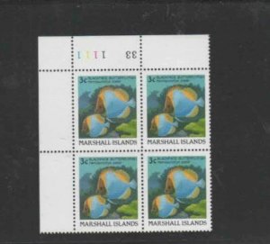 MARSHALL ISLANDS #169 1988 3c FISH MINT VF NH P/B4