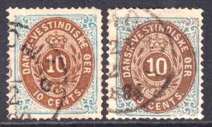 DANISH WEST INDIES 10, 10c CDS F/VF $65 SCV COLLECTION LOT