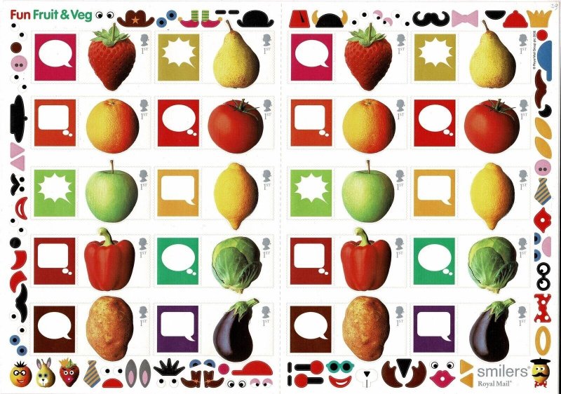 GB 2006 Fun Fruit and Veg Smiler Sheet LS29 Face £25 Superb U/M & a Great Price